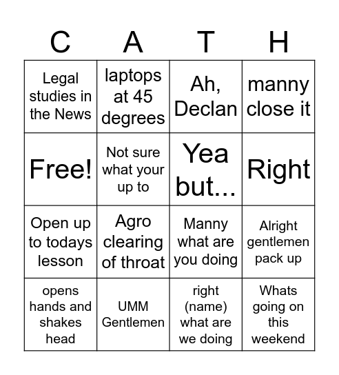 Cath Horan Bingo Card