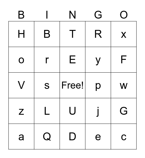 Alphabet Bingo Card