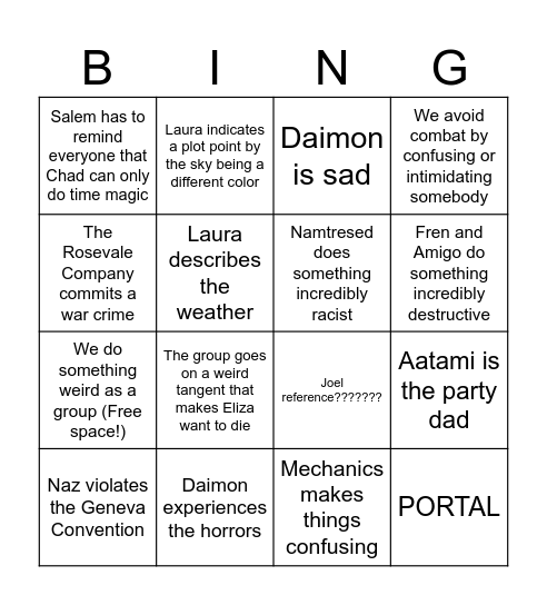 BINGODRANZER Bingo Card