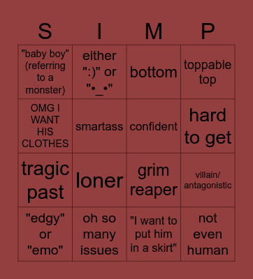 Hot Guy Bingo Card