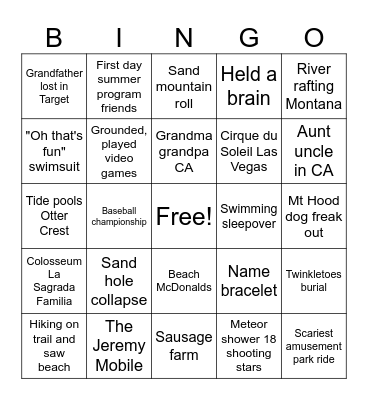 Period 1 Bingo Card