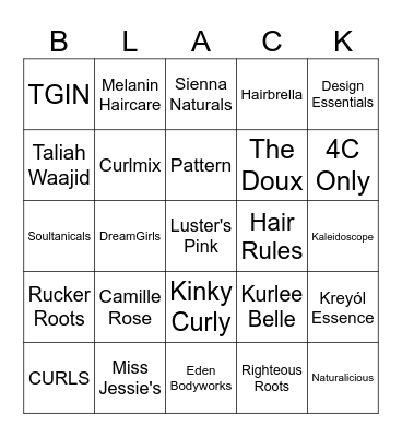 Black Owned Hair Brands! Bingo Card