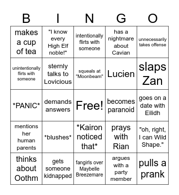 Branwen Bingo Card