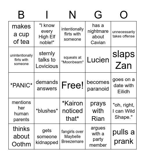 Branwen Bingo Card