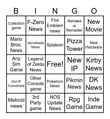 Nintendo Direct Sept. 2023 Bingo Card