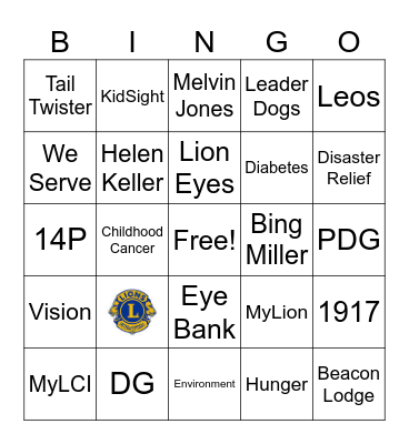 LIONS "LINGO" BINGO Card