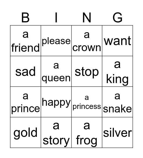 Stories Bingo Card