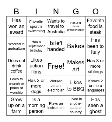Get to Know Bingo Card