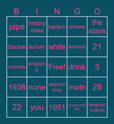 Theme for english B Bingo Card