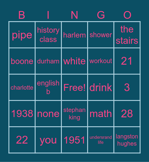 Theme for english B Bingo Card