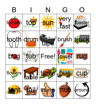 Week 2 wordlist Bingo Card