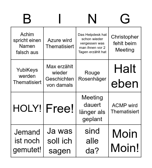 Daily Bingo Card