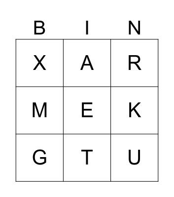 Phonics Bingo Card