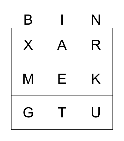 Phonics Bingo Card