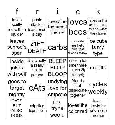 JOANS FACKED BINGO Card