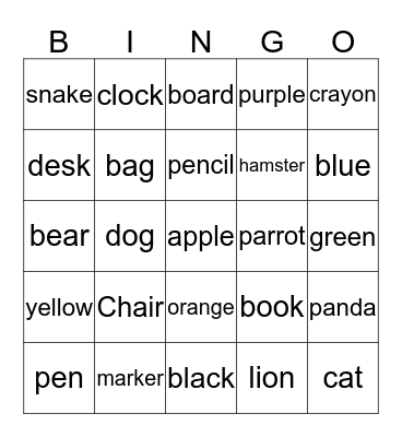 Smart English Bingo Card