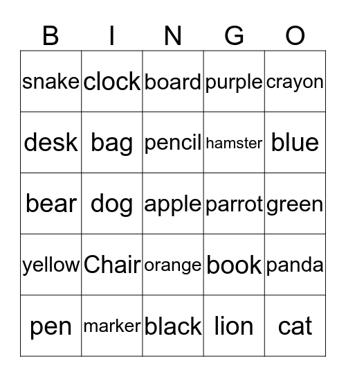 Smart English Bingo Card