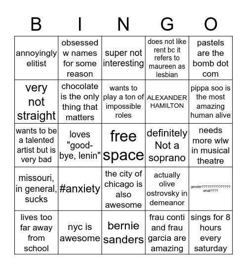 are u secretly lelah Bingo Card