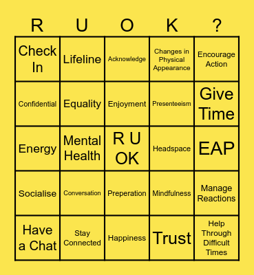 R U OK Bingo Card