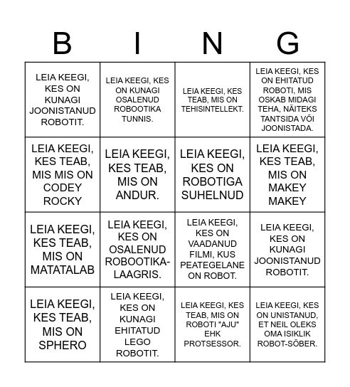 Saame tuttavaks Bingo Card