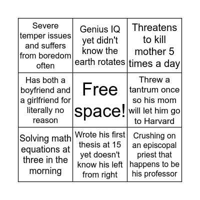 Dexter Bingo Card