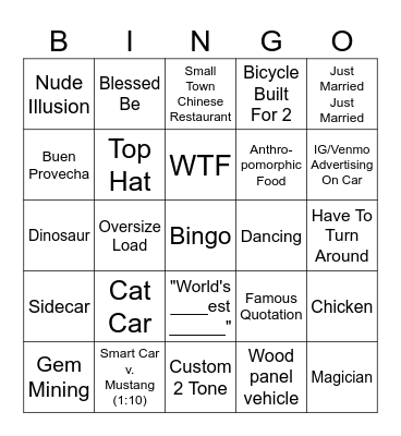 Road Bingo '23 Bingo Card
