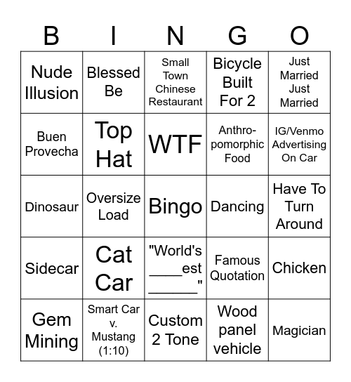 Road Bingo '23 Bingo Card