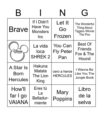 Disney Bingo Card