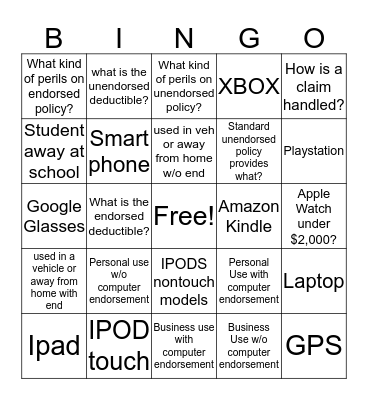 Computer Coverage Bingo Card