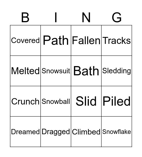 Snowy Day Bingo Card