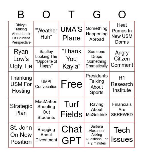 BOT Bingo Card