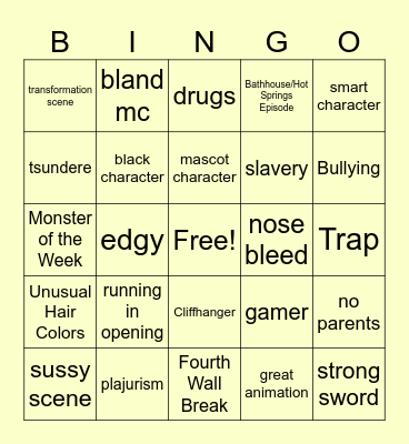 Animus Bingo Card