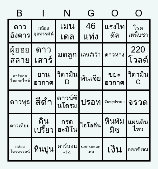 เก่งวิทย์ชิงรางวัล Bingo Card