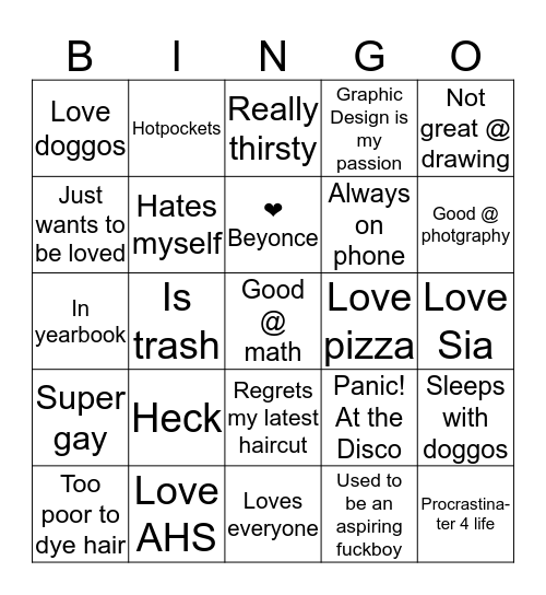 Time 2 Die Bingo Card