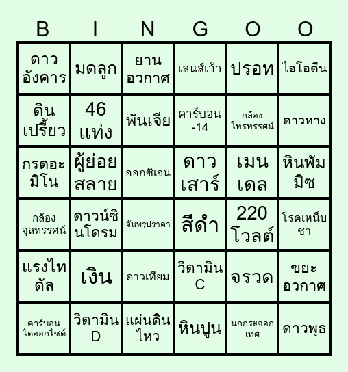 เก่งวิทย์ชิงรางวัล Bingo Card