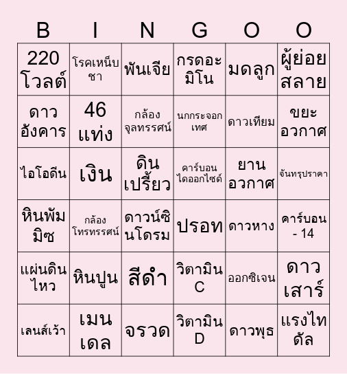 เก่งวิทย์ชิงรางวัล Bingo Card