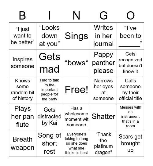 Eilidh bingo Card