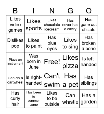 Find someone who... Bingo Card