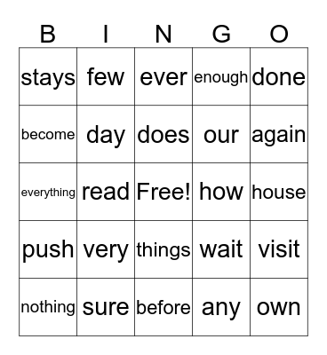 Unit 3  Bingo Card