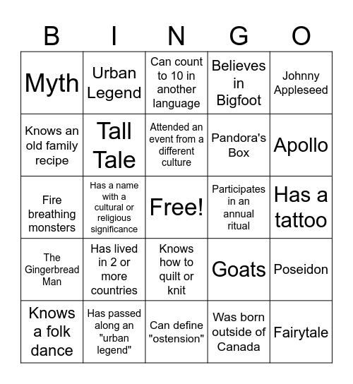 Connecting Our Roots 2023 - Game 1 Bingo Card