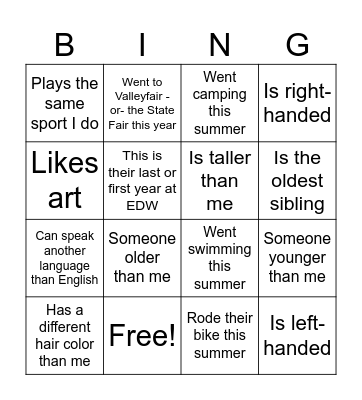 Find someone who... Bingo Card