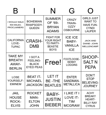 MUSICAL BINGO 2023 Bingo Card