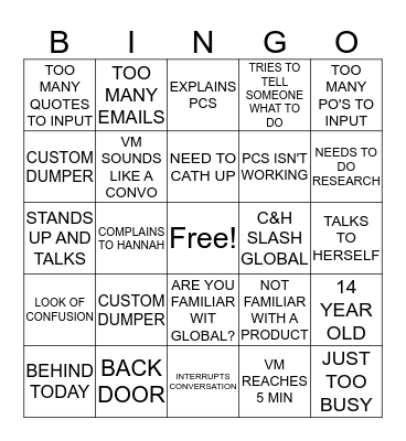 CHRISTINE BINGO Card