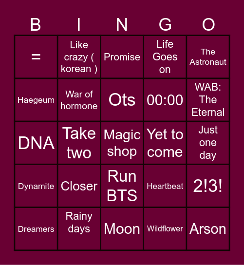 @rkive0713 Bingo Card