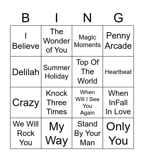 🎵Springboard Songbook🎵 Bingo Card