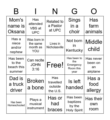 Get-to-know-you Bingo Card