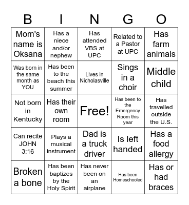 Get-to-know-you Bingo Card