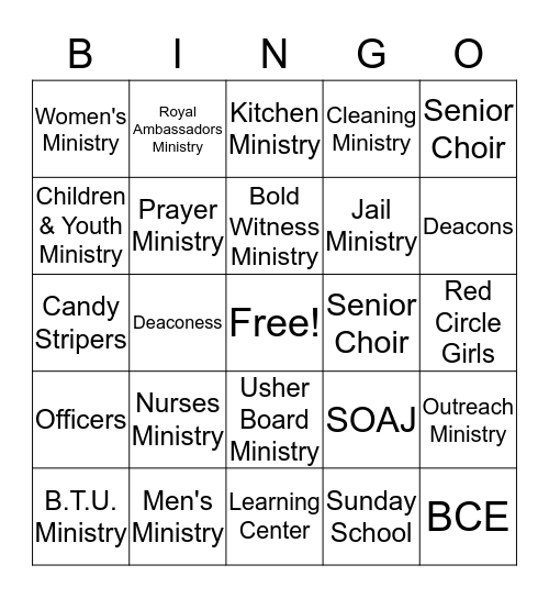 Mount Olive Ministries Bingo Card