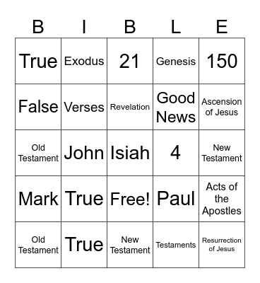 Bible Bingo Card