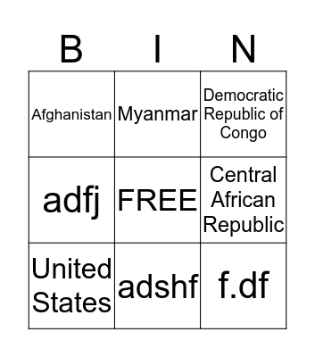 Child Soldiers  Bingo Card